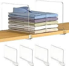 Utopia Home 4 Pack Acrylic Shelf Dividers for Closet Organization - Closets Shelf and Closet Separator for Storage and Organization - No Installation Required (Clear)