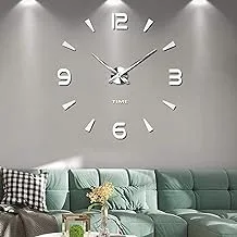 3D Acrylic Large Analog Clock Silver decal - Wall Clock