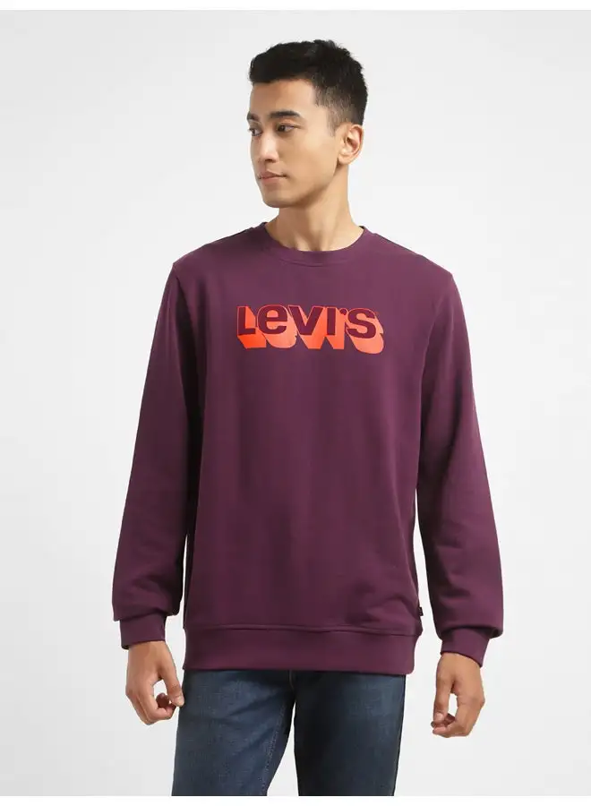 Levi's Men's Typography Maroon Crew Neck Sweatshirt