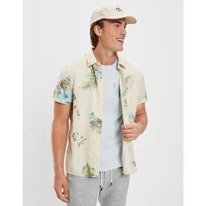 American Eagle AE Tropical Button-Up Resort Shirt.