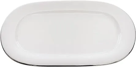 Tunisie Tu-4801822-Pl Set Of 6 Pieces Of Porcelain Artemis Pickle Dish 22Cm Platinum Rim Suitable For Home And Restaurants With Premium Durable Material - Off-White