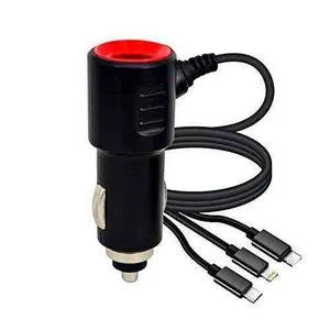 Three In One Car Charger, Fast Charging,  All Devices