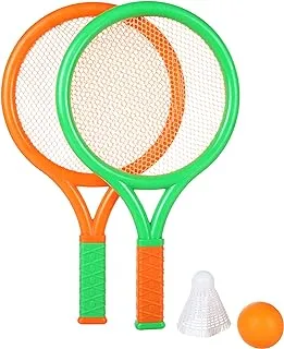 Generic Plastic Medium Badminton Racket With Small Ball Add More fun And Practice for children Set Of 4 Pieces - Multi Color