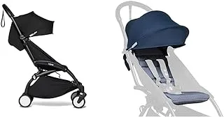 Babyzen YOYO2 Pram Frame, Black and Air France Blue Color Pack 6+