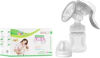 La Frutta New Manual Breast Milk Pump, 150 Bottle, Silicone Nipple, White + 60Pcs Breast Pads