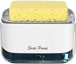 Styxon/Kitchen Dish Soap Dispenser with Sponge Holder, 2022 Newest 2-in-1 Countertop Soap Pump Dispenser, for Kitchen Sink Dishwashing Soap Dispenser - 12.5 Ounces (Soap-Dispenser-New)