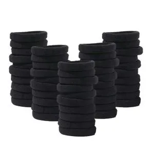 50 Medium Black Elastic Hair Ties