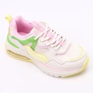 Activ Girls Lace Up White, Yellow & Rose Sneakers