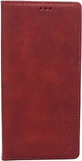 KAU High Quality Leather Flip Cover With Robust Protection Against Drops Impacts For Realme C3 - Red