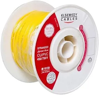 El Sewedy Twisted Stranded Electric Copper Wire Roll, 6 mm x 100 Meter Size, Yellow