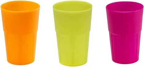 Mojito Box of Cocktail Cups, Plastic, Fluo Mixed Colours, 0.35 Litre, 6 Pieces