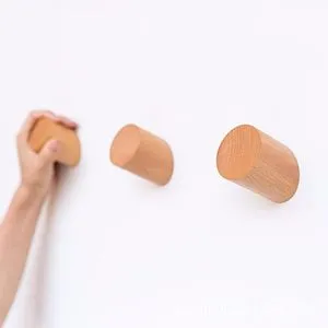 Solid Wooden Wall Coat Hook Peg Natural For Towel Robe Clothes 3 Sizes