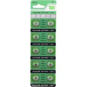 TMI AG1-364A-CX60-LR621W 1.55V Alkaline Battery Replacement For Watches And Small Electronics - 10 PCS Batteries