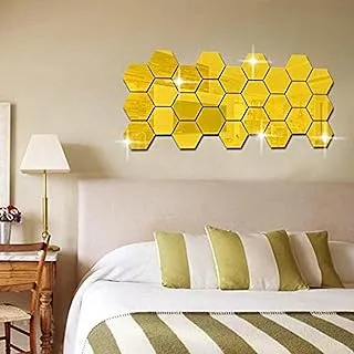 Art 3D Gold Acrylic Mirror Wall Sticker Home Decor DIY Kitchen Living Room TV Background Decoration 12pcs