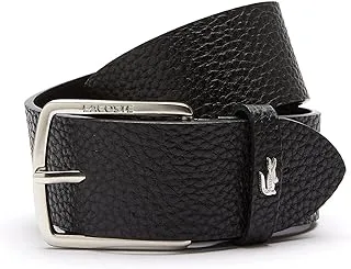 Lacoste Mens Engraved Square Buckle Grained Leather Belt