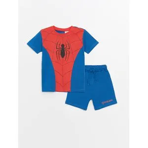 LC Waikiki Crew Neck Spiderman Printed Baby Boy T-Shirt And Shorts Set Of 2