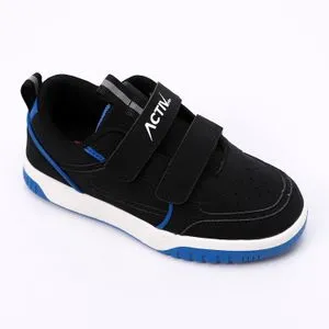 Activ Black Kids Suede Sneakers With Touches Of Blue