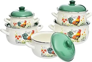 Avsar 13666 Juliet Enamel Cookware Set 5-Pieces, Rooster