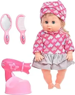 Plastic Cute Baby Doll Contains Hair Care Tools And Working With Sound Operating System Add More Fun For Girls Set Of 6 Pieces - Multi Color