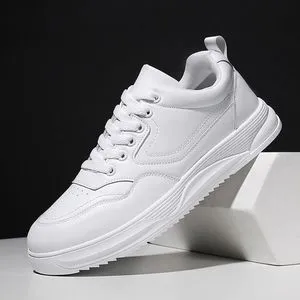 Flangesio Men Fashion Sneakers EUR Size 37-46 Unisex Casual Shoes PU Leather Sports Shoes Flat Sneakers Mens Tennis Shoes Man New Arrival Comfort Walking Shoes Male Work Safety Footwear White