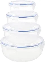 Bager Cook&Lock Round Storage Container Set 4 Pcs (400+800+1400+2300 Ml) (Std), Transparent