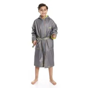 Activ Embroidered Zipper Closure Boys Bathrobe - Grey & Yellow