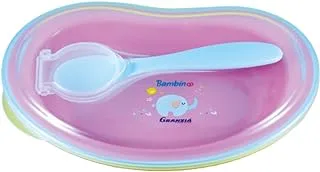 Granzia Bambino Baby Dish With Silicon Spoon Rose Color