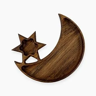 Egyptian Trading Company Wooden Crescent and Star Service Food Serving Tray, 28 cm x 12 cm Size