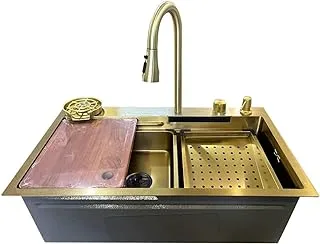 Wentel Smart Sink, 45 x 75 cm Gold with mixer, accessories, and drainer LS - 7545 A - 2 Chinese