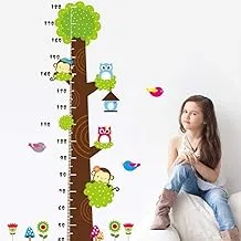 Cartoon Owl On The Tree Children Height Measure wall Stickers Kids Room wall Sticker