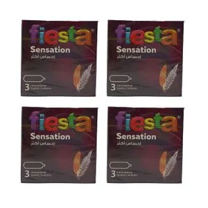 Fiesta Sensation Condoms - Ultra Thin For Maximum Feeling - 4 Packs Of 3