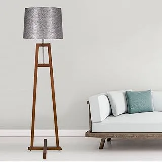 El Rawda RL-FL-A-004 Modern and Elegant Dark Wood Floor Lamp High Quality for Living Room or Bedroom - Silver