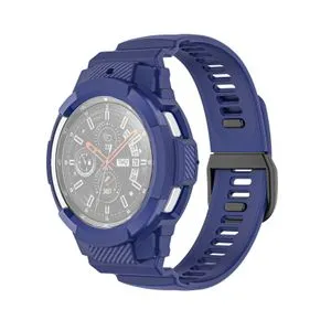 For Samsung Galaxy Watch4 Classic 42mm Carbon Fiber Sport Silicone Integrated Watchband(Midnight Blue)