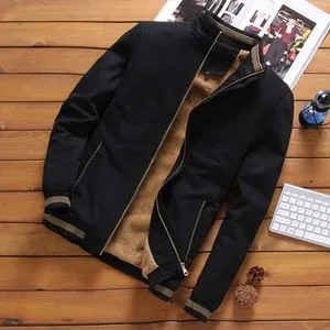 Fashion Autumn Mens Bomber Jackets Casual Male Outwear Fleece Thick Warm