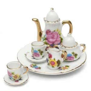 Ceramic Tea Cup Retro Flower Cup 8-piece Set