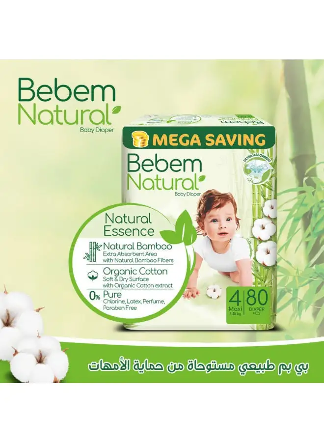 Bebem Natural Baby diaper Mega Size 4 Maxi 80 Piece