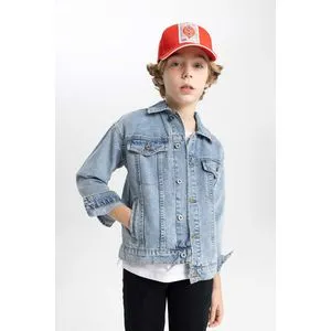 Defacto Boy Oversize Fit Polo Neck Long Sleeve Denim Jacket