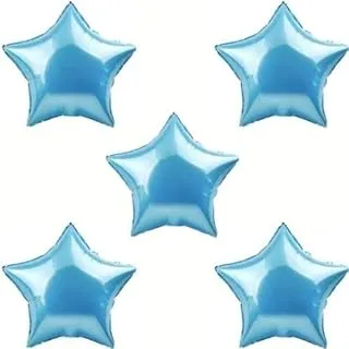 Inflate Decorate 18 inch Large Star Balloons Foil Baloons Helium or Air, 5 PACK (5pc Light blue Stars)