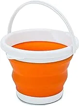 D L D Foldable Silicone Bucket 10L Cleaning Bucket Silicone Bucket for Cleaning Camping Fishing Kitchen 10 Litre Household Bucket in Berry, Green, 10L (Orange)