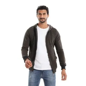 Caesar Mens Stripped Hoodie With Zipper