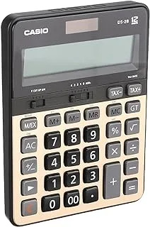 Casio DS-2B-GD-W-DP 12 Digits Practical Calculator, Black/Gold