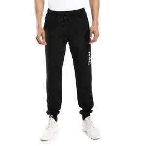 AlNasser Elastic Waist With Drawstring Printed Sweatpants - Black