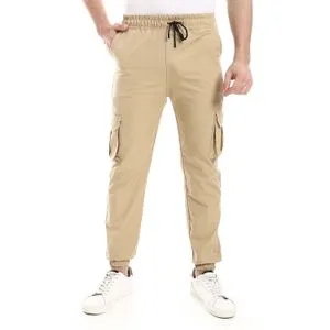 Caesar Solid Gabardine Cargo Pants With Hem