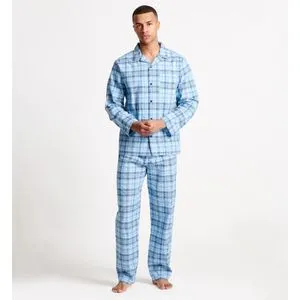 Debenhams 1PK MENS PENGUIN LOUNGEWEAR PJ SET WOVEN BLUE CHK