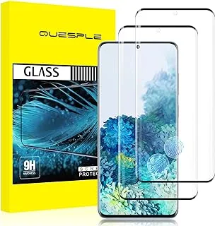 QUESPLE Tempered Glass Screen Protector for Samsung Galaxy S20, Anti-Scratch, Ultra Clear, Anti-Bubble, Fingerprint ID Tempered Glass Screen Protector for Samsung S20, Pack of 2