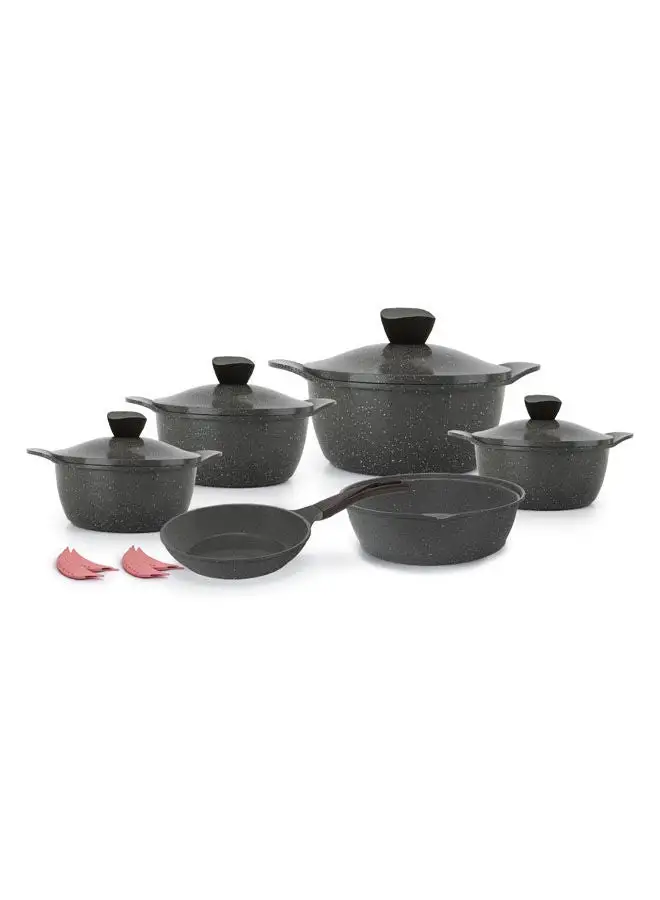 Master 14Piecse Cookware Set Pot 18 - 20 - 24 - 28 - Frying pan 24 - Tray 26 + 4 silicone hot pot holder-Grey