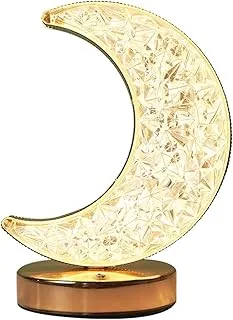 Decorative Table Lamp Cordless Moon Lamp with Touch Sensor Creative Moon Shape Crystal Night Light USB Powered Acrylic Bedside Lamp for Kids Bedroom Romantic Desktop Nightstand Decor - Assorted Colors