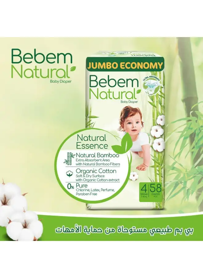 Bebem Natural Baby diaper Jumbo Size 4 Maxi 58 Piece