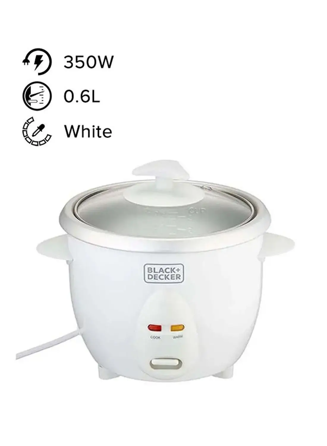 BLACK+DECKER Rice Cooker 0.6 L 350.0 W RC650-B5 White