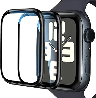 EWUONU [عبوة من قطعتين] واقي شاشة من الزجاج المقوى لساعة Apple Watch SE (الجيل الثاني)/SE Series 6/5/4 40 مم، إطار معدني تغطية كاملة مقاوم للماء وخالي من الفقاعات ومضاد للخدش عالي الدقة لساعة iWatch SE 2/SE/6/ 5/4